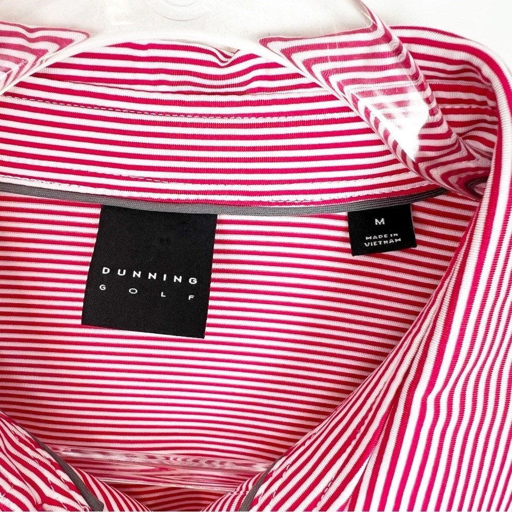 DUNNING GOLF RED STRIPE SHORT SLEEVE GOLF POLO SHIRT MENS MEDIUM - Picture 2 of 4